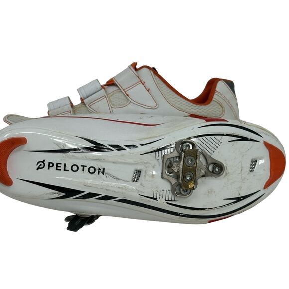 Men’s Peloton Biking Cycle Shoes - WHITE & ORANGE - Picture 10 of 16